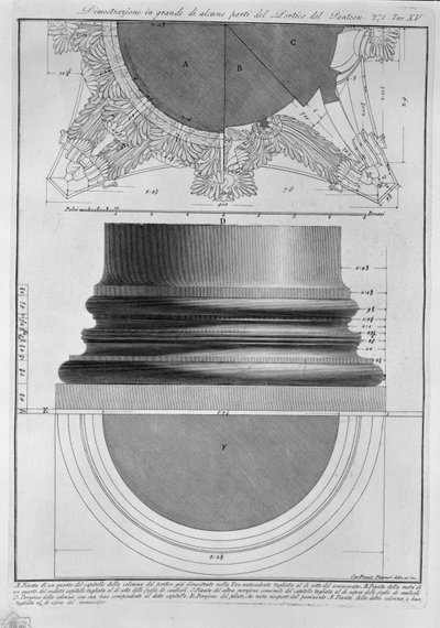 Dimostrazione in grande di alcune parti del Portico del Panteon von Francesco Piranesi